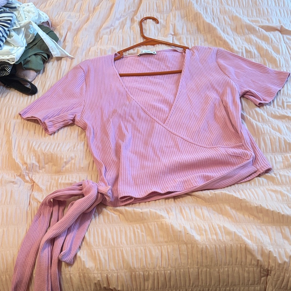 Zara Ribbed Lavender Top